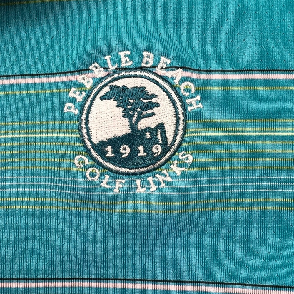 Nike Golf Pebble Beach Dri-FIT Polo Shirt Womens XL Teal Striped 358933-497 - Picture 6 of 10